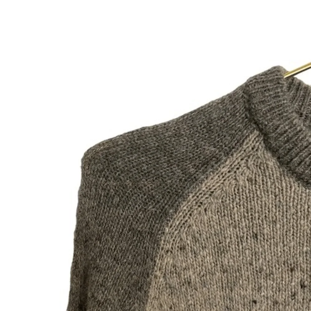 J. Crew Mens Small Grey Colorblock Donegal Speckled Raglan Crewneck Sweater